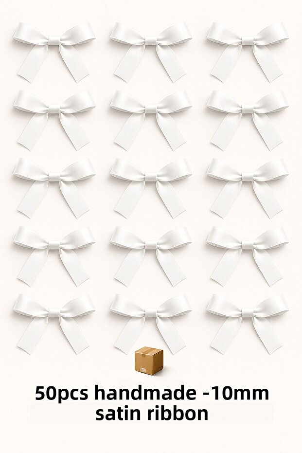 White Wedding Candy, Gift Ornament, Balloon Ornament, Bow Satin Ribbon 10mm 50 Pieces
