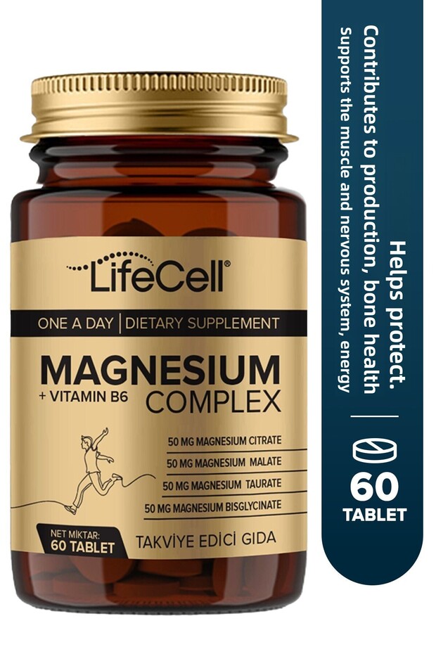 Magnesium Complex + Vitamin B6 (Taurate - Bisglycinat - Malate - Citrate) Containing Food Supplement
