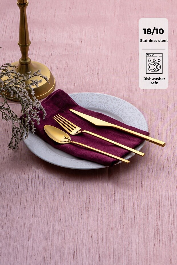 Alba 18-Piece 6-Person Shiny Gold Sweet Boxed Cutlery Set