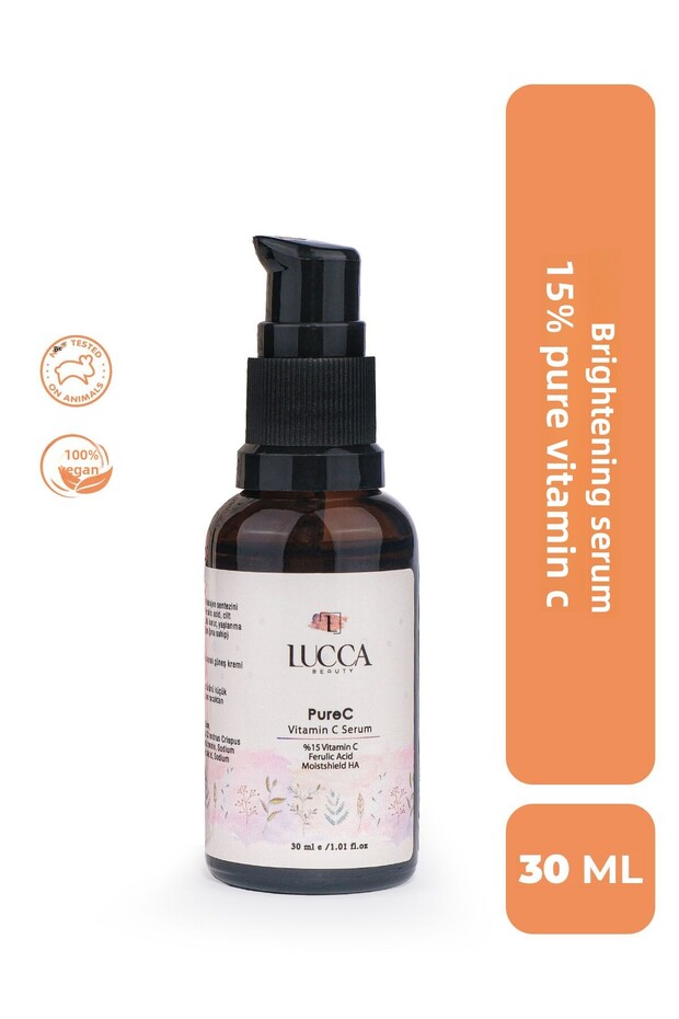 Purec 15% Pure Vitamin C Serum 30 ml - Skin Serum Containing Brightening and Hyaluronic Acid