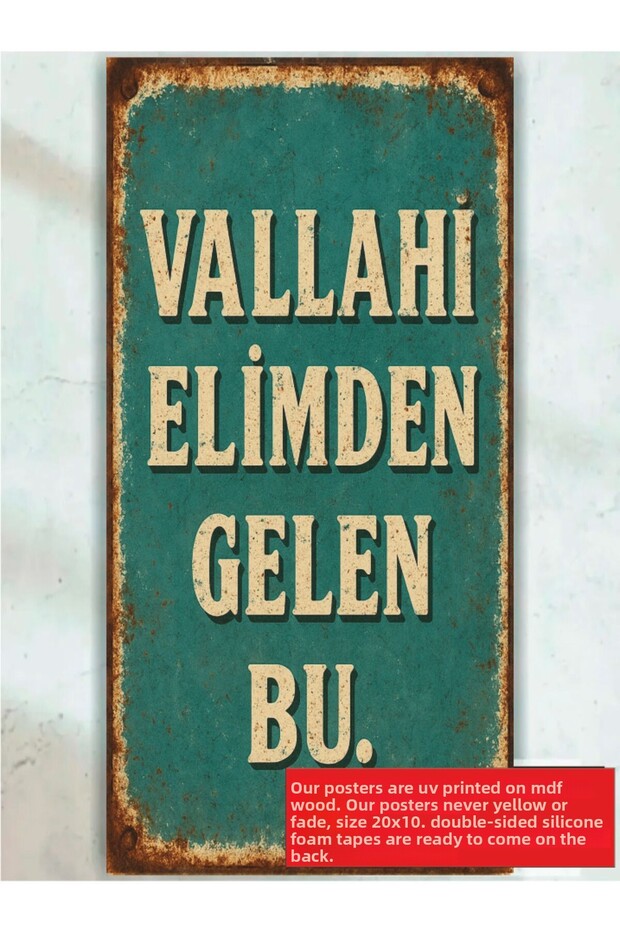 Vallahi My Best Effort This Mini Retro Wood Poster Funny Sayings Wall Lettering