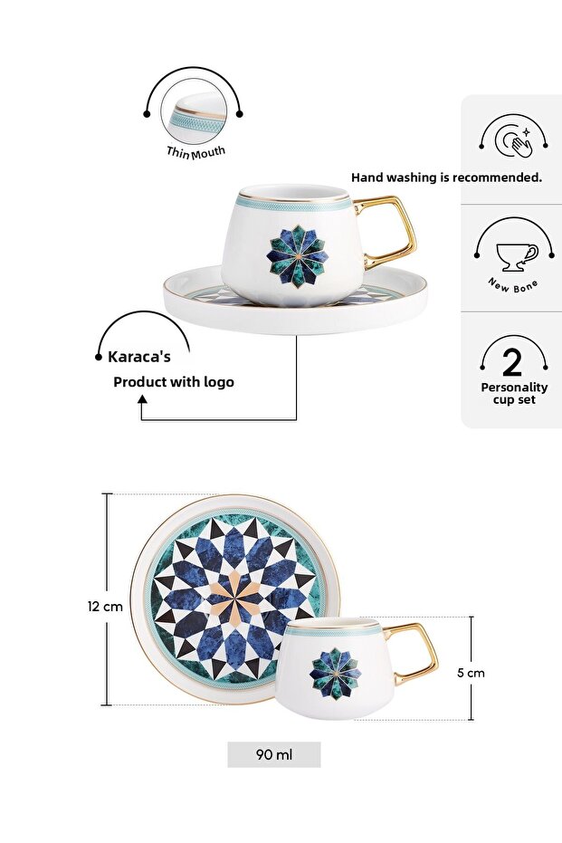 Újszerű kávéscsésze készlet 2 személyes 90 ml - 2