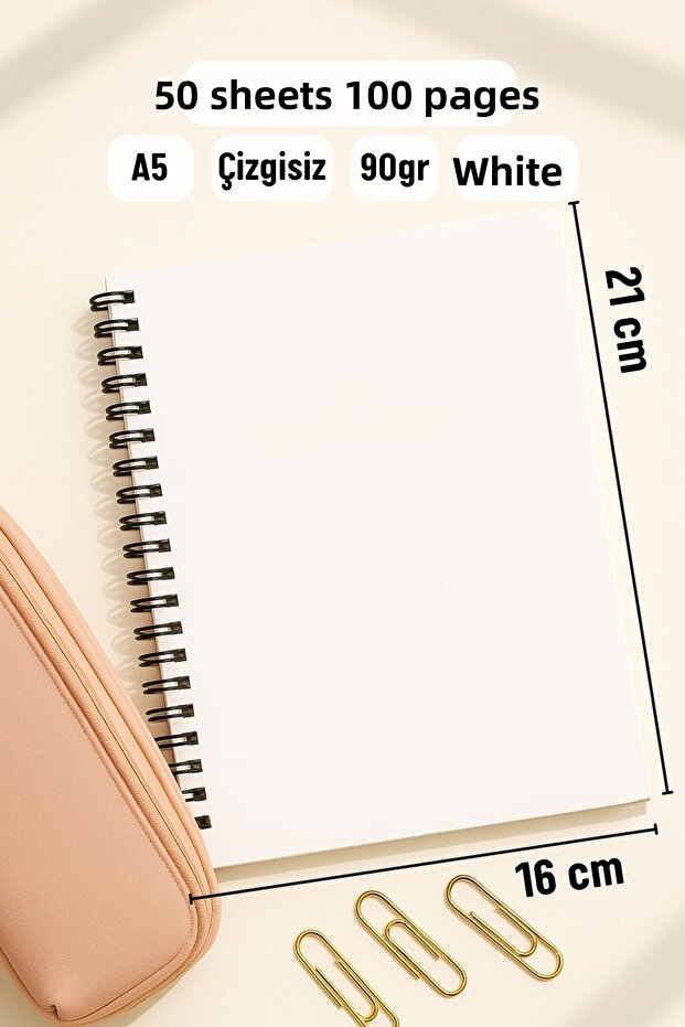 School Notebook Set with Spiral and No Line, A5 Size 50 Sheets 100 Pages Set of 4, Strawberry Set - 3