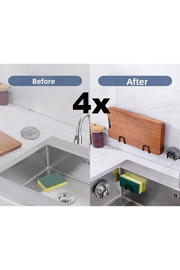 Dish Sponge Holder Sink Organizer Wire Dish Sponge Holder Hanger 4Pcs