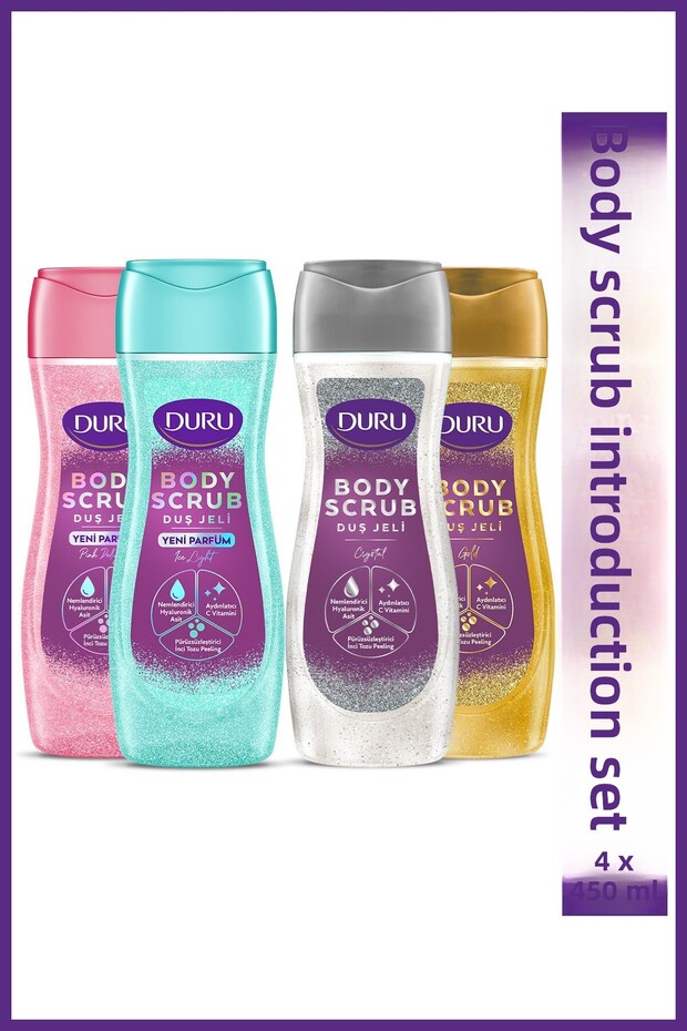 Body Scrub Shower Gel Introduction Set 4X450Ml (Gold, Crystal, Pink, Ice)