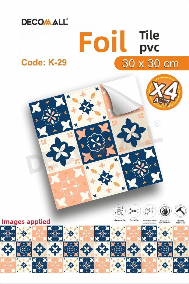 K-29 Laminated Tile Self-Adhesive Floor Tile Bathroom Wall Covering Water Resistant 30X30Cm