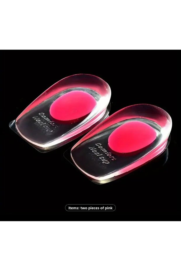 Yiwu Two Pieces of Soft Silicone Shoe Pad, Insoles for Heel Bone Spur Spürs Pink