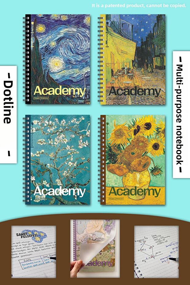 Academy 4-Piece Notebook Set |   Dotted Striped |   70 Sheets |   Multi-Purpose Notebook Set - 1