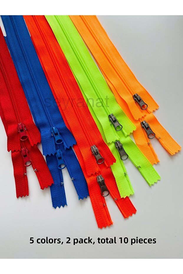 5 Light Colors 10 Pieces Metal Clips 18 cm Pants Bag Wallet Zipper