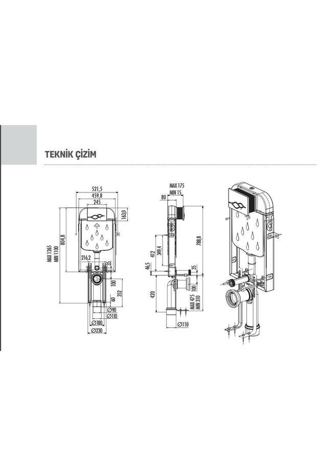 GR5001 + Gömme Rezervuar - TP325 Asma Klozet 5li Set ULTİMA KAPAK - 5