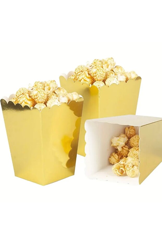 Parlak Gold Karton Popcorn Mısır Cips Kutusu 8 Adet - 4