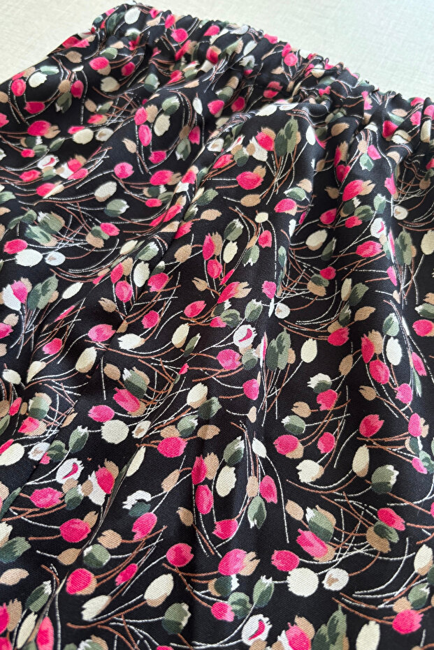 Genç Kız Lastikli Viskon Desenli Şalvar 13-25 Yaş - 2