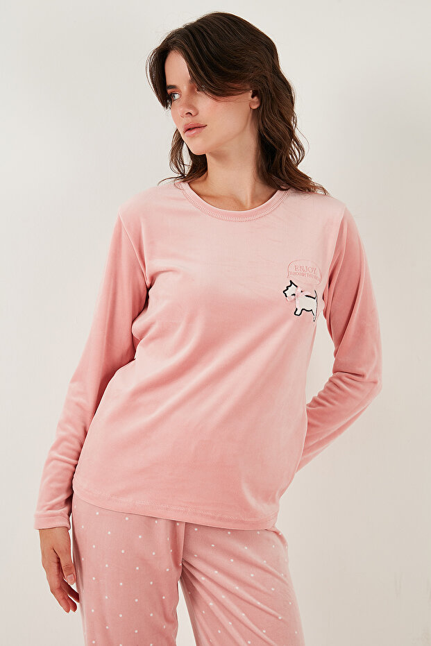 Desenli Regular Fit Bisiklet Yaka Uzun Kollu Pijama Takımı PİJAMA TAKIMI 65713312 - 4