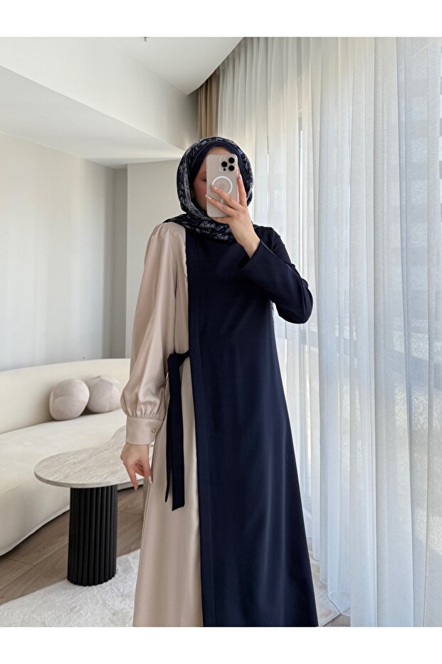 çift renkli elbise - 4