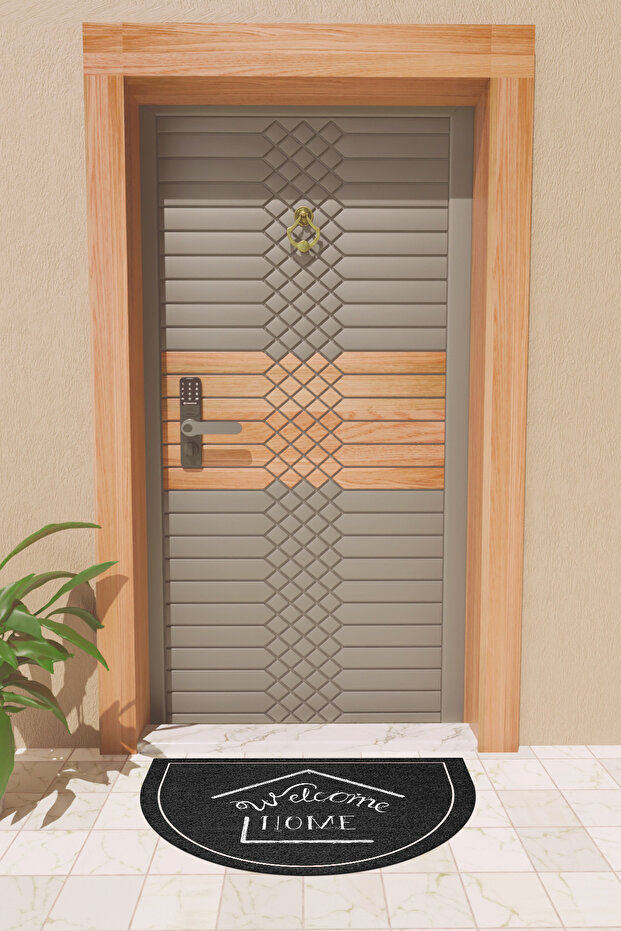 Modern Dijital Paspas Siyah Welcome Home Paspas - Kapı Önü Paspası - 3