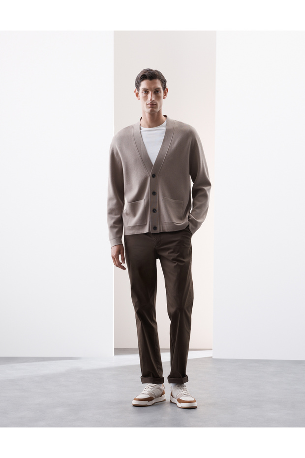 Relaxed Fit V-Yaka Hırka - 2