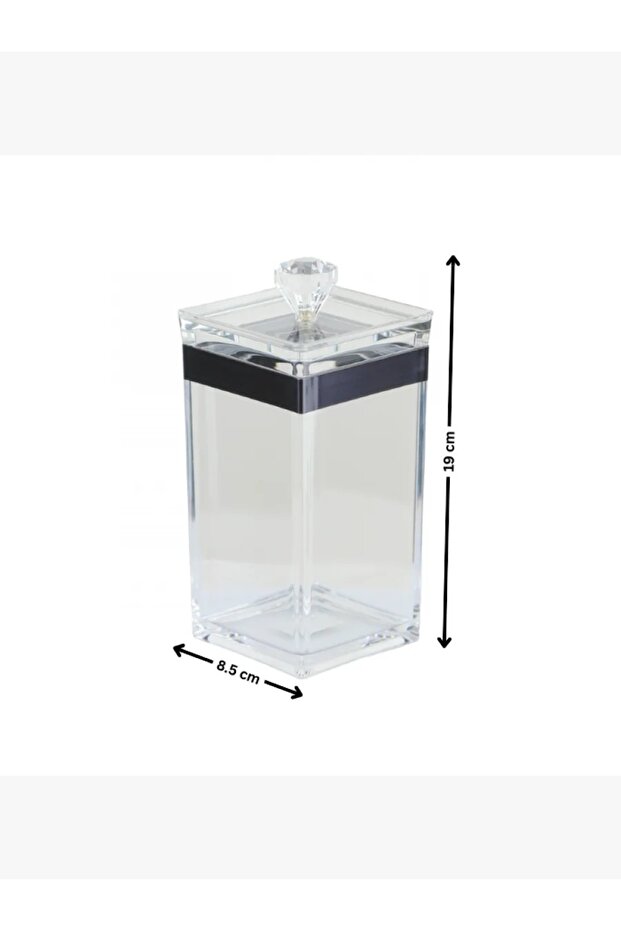 صندوق تخزين أنيق - شفاف أسود - مربع - 2