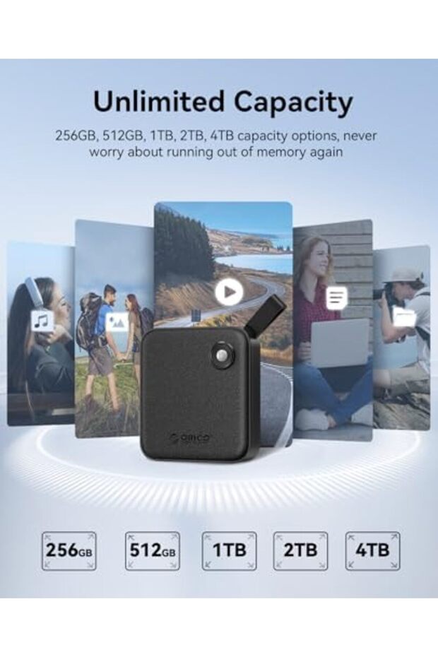 Portable SSD 1 TB with 2 in 1 USB C Cable, External Solid State Drives, Up to 460MB/s, Status - 8