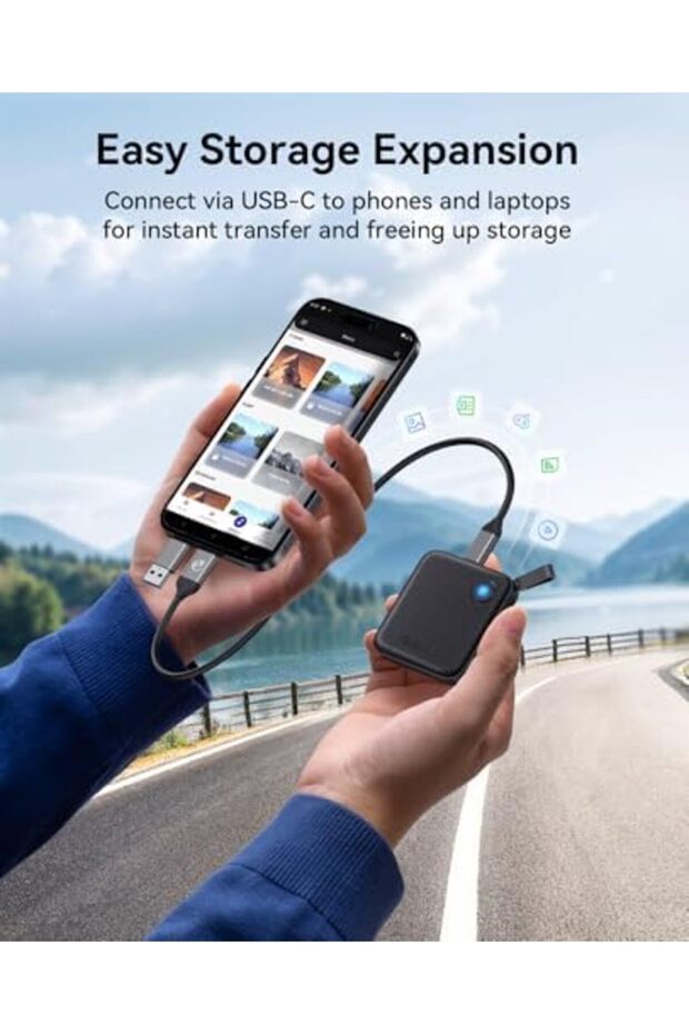 Portable SSD 1 TB with 2 in 1 USB C Cable, External Solid State Drives, Up to 460MB/s, Status - 4