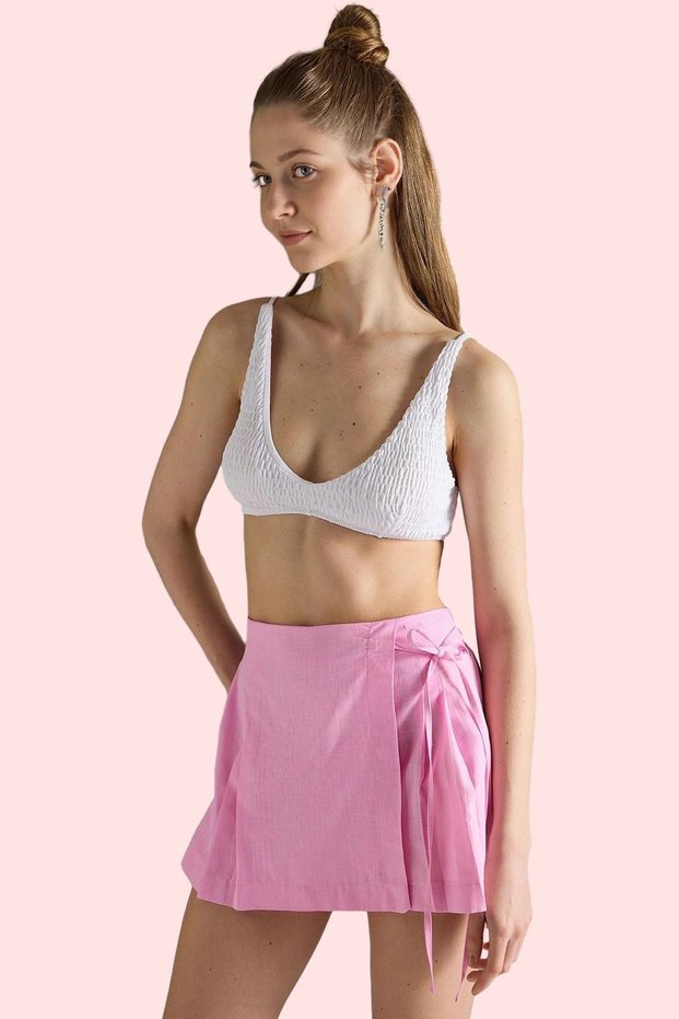 Women's Fashion Woven Shorts Skirt Lacing Detail Cotton Summer Beach Daily Use Durable Material