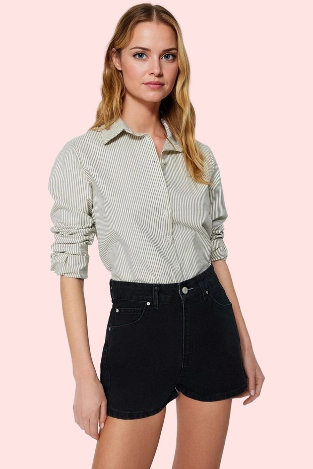 Women's Fashion High Waist Denim Shorts Straight Fit Cotton Casual Combinations Summer Shorts