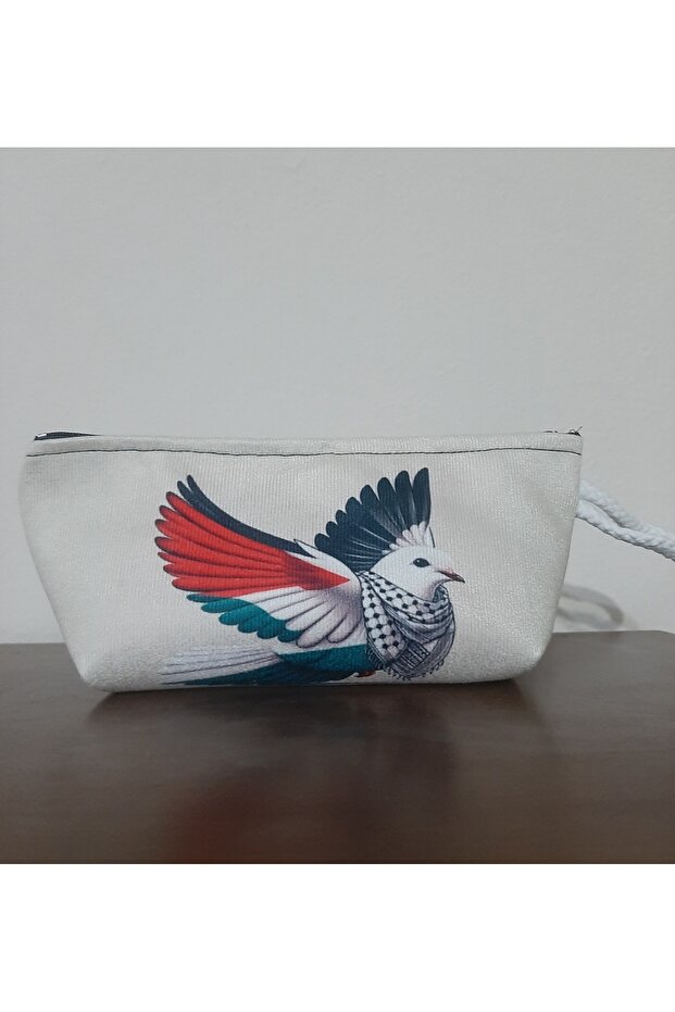 Owl Bag Palestine Dove Pattern Pen Holder - Makeup Bag
