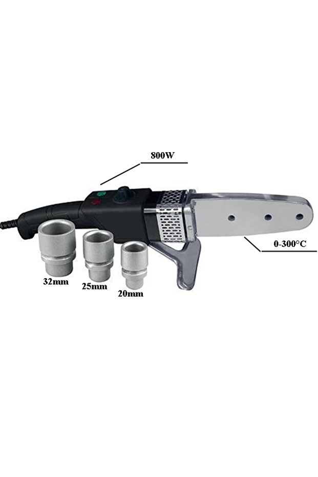 PPR pipe soldering machine, 800W, 0-300ﾰC with 3 accessories in metal box - 2