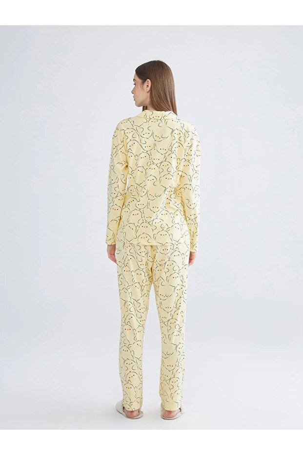 LCW Gömlek Yaka Baskılı Kadın Pijama Takımı (W5) - 4