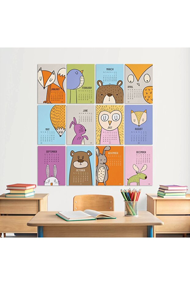 2026 Takvim, Sevimli Hayvanlar Duvar Takvimi, A4 Poster Takvim, 33x48 cm Poster Takvim, Renkli ve Eğ - 1