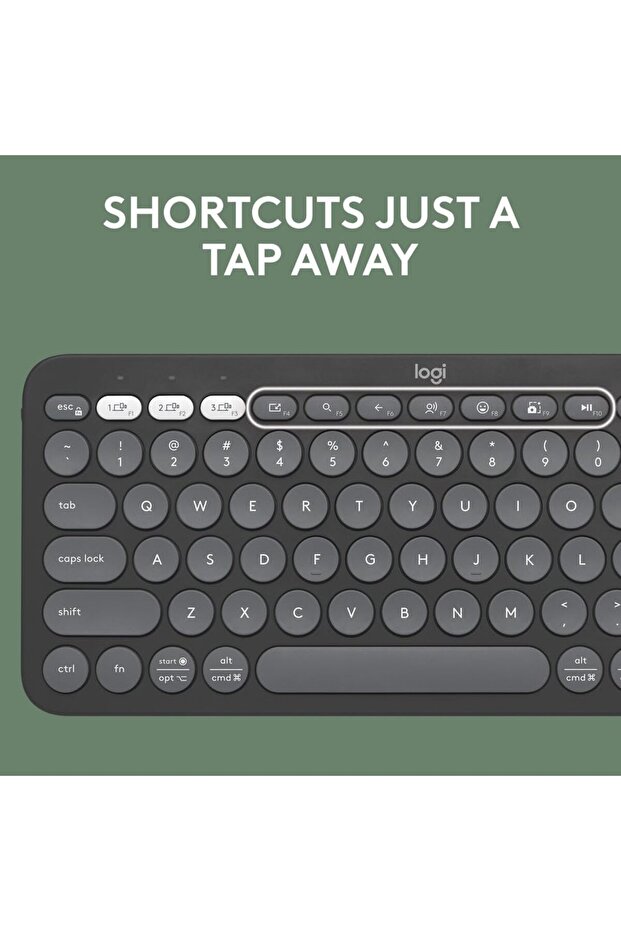 Pebble Keys 2 K380s, Multi-Device Bluetooth Wireless Keyboard, Slim and Portable - Graphite - 2