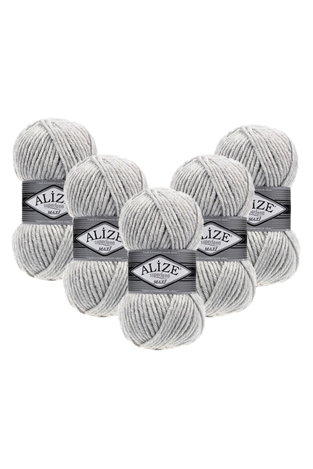 Superlana Maxi 5-Pack –208-Thick Knitting Yarn for Winter Sweater Cardigan and Scarf