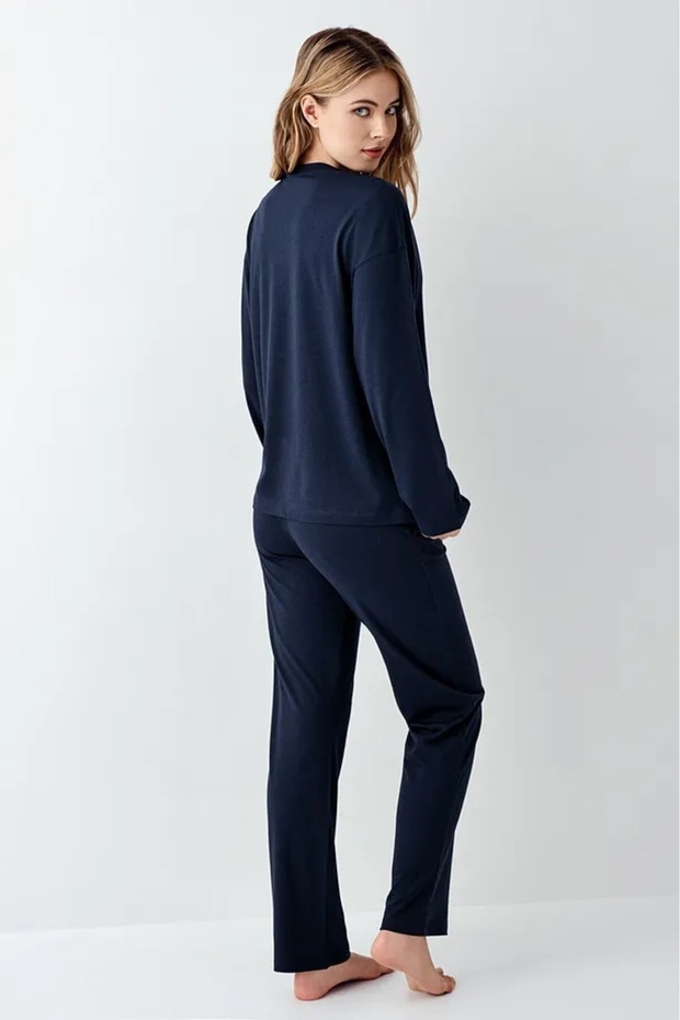 MODAL PAMUK UZUN KOLLU KADIN PİJAMA TAKIM - 2