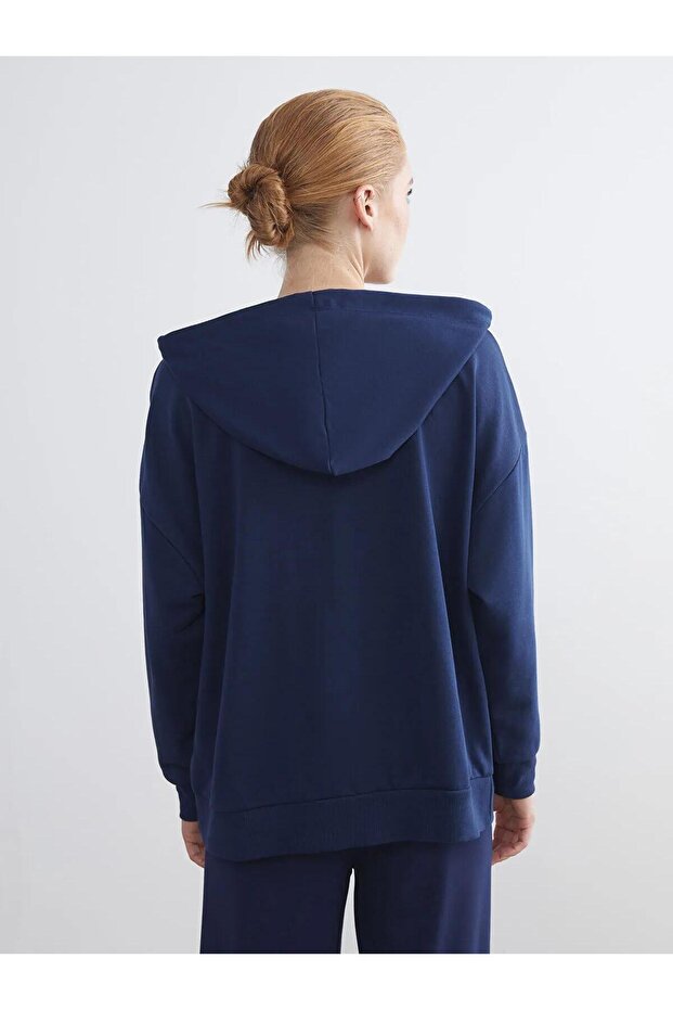 LCW Kapüşonlu Oversize Kadın Fermuarlı Sweatshirt (W5) - 3