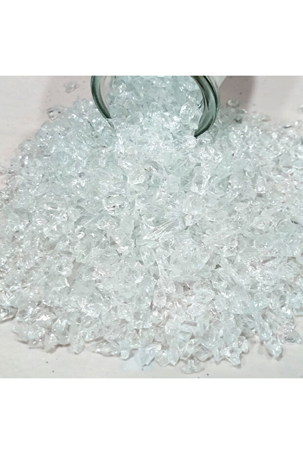 Decorative Real Broken Glass (50 Gr between 4-8 mm) Plain White (Plain)