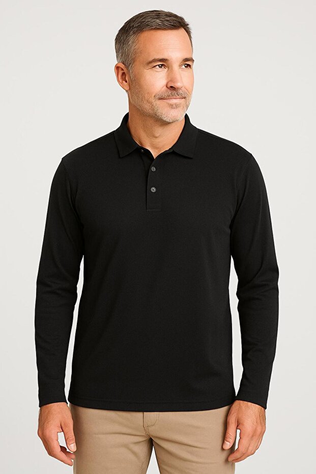Unisex High School Long Sleeve Polo Collar T-Shirt