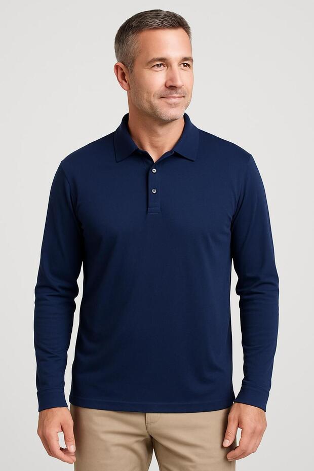Unisex High School Long Sleeve Polo Collar T-Shirt