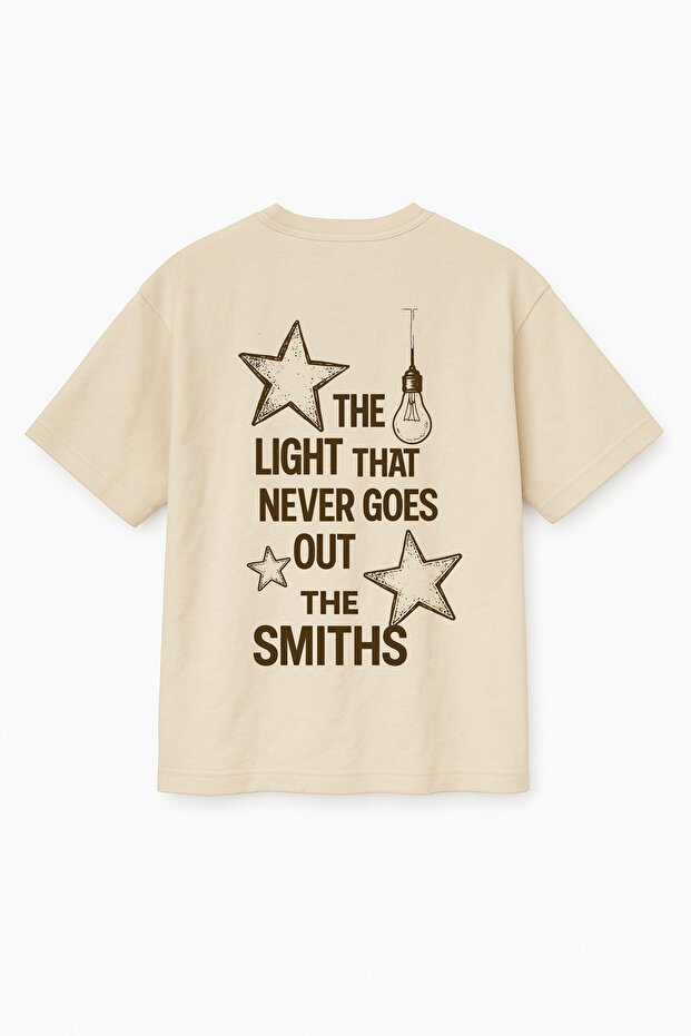 Oversize Beige Unisex Star Printed T-Shirt T-Shirt