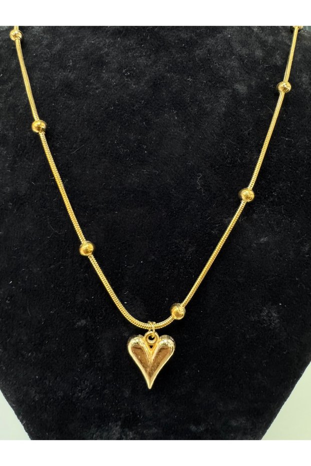D'Oro Gold Pea Chain Steel Necklace