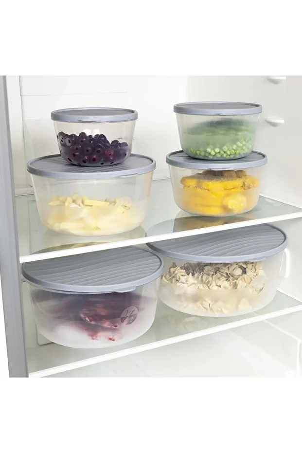 Round Storage Container Set (3–4.5–6.5 L) – Unbreakable, Scratch-Proof & Leak-Proof Gray - 1
