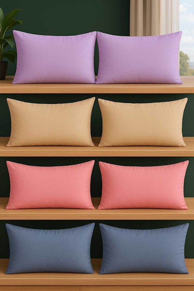 8 Pcs Pillowcases Color 100% Cotton Ovate Stitching Zipper 4 Different Colors