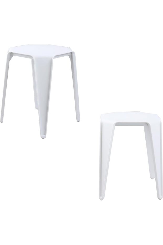 مقعد CozyBlock POUFFE متعدد الأغراض قابل للتكديس للاستخدام الداخلي والخارجي، مجموعة من قطعتين (أبيض)