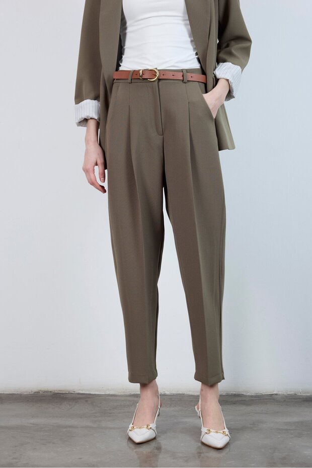 بنطال قماش ممتاز بحزام - 2