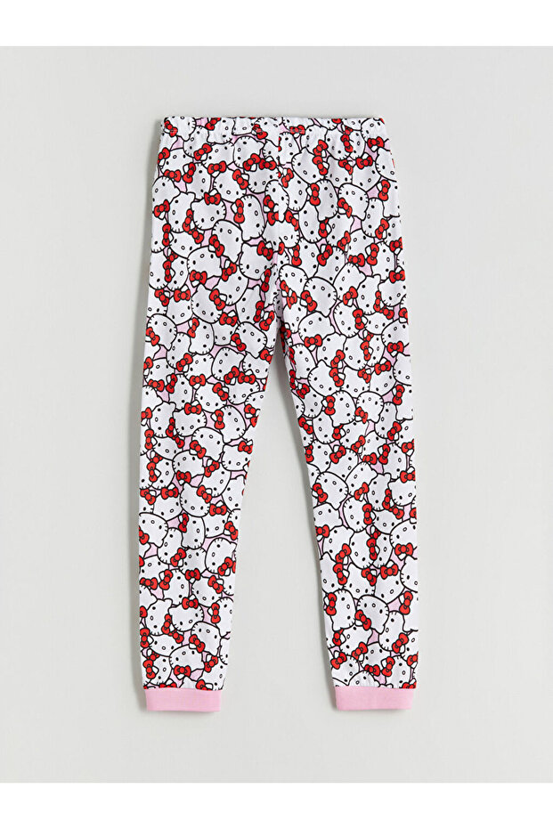 Pembe Bisiklet Yaka Hello Kitty Baskılı Kız Çocuk Pijama Takımı - 7