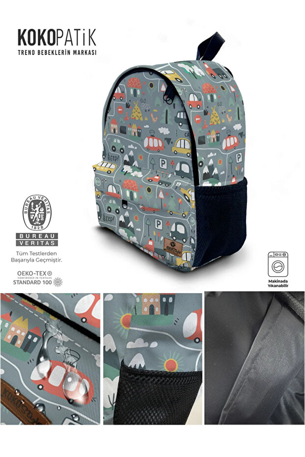 حقيبة مدرسية منقوشة على شكل طريق - 3