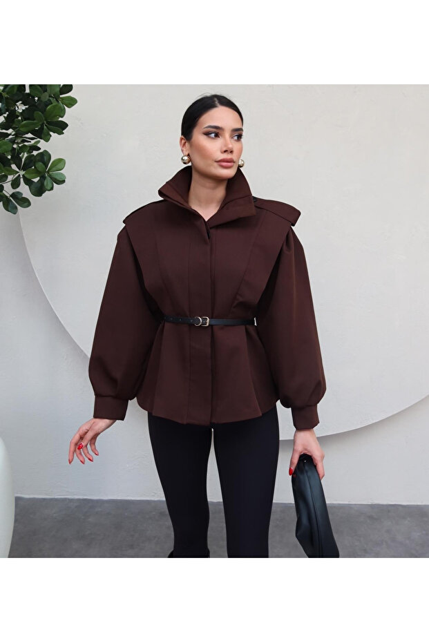 Acı Kahve Kemerli Kurtka - 1000 - 1