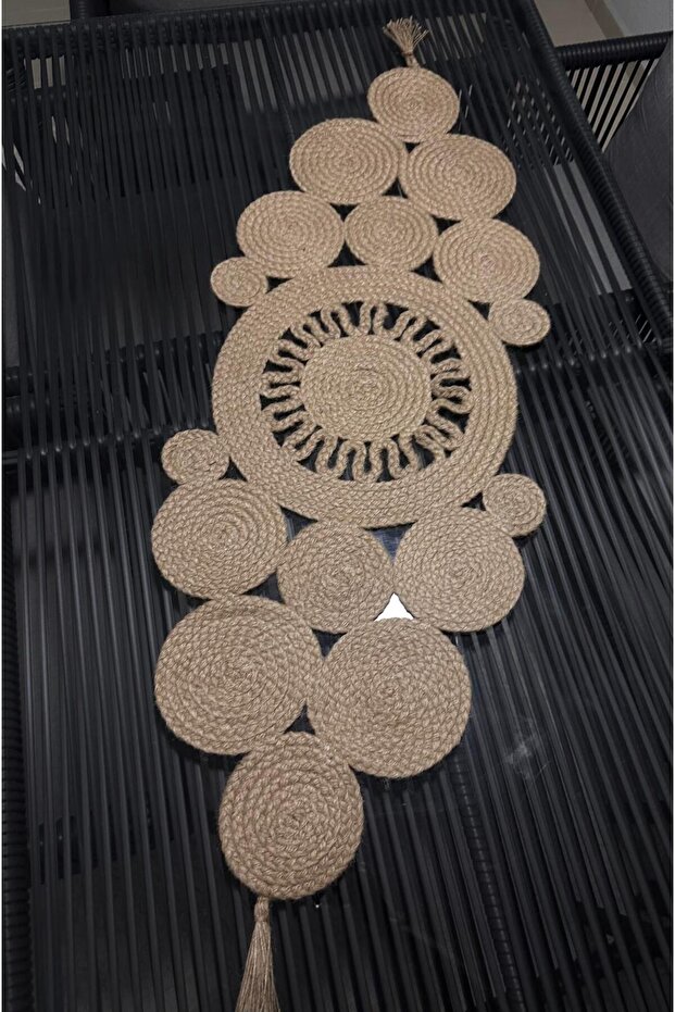 Begonvil Model Jute Fabric Patterned Runner - 1