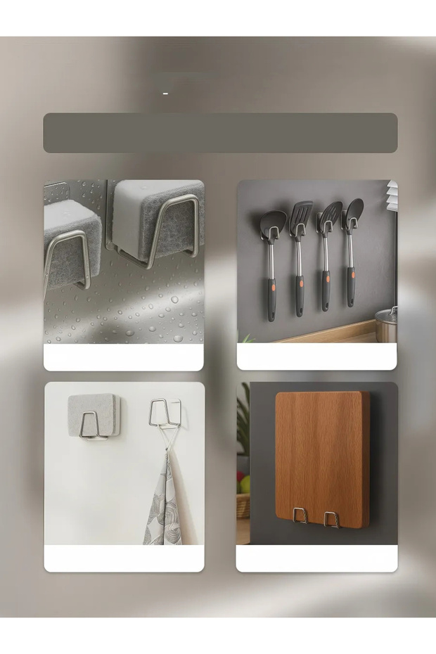 Inox Bulaşık Sübgerlik Stant- Mutfak Askısı Profesyonel 2 li SET 722043 - 6