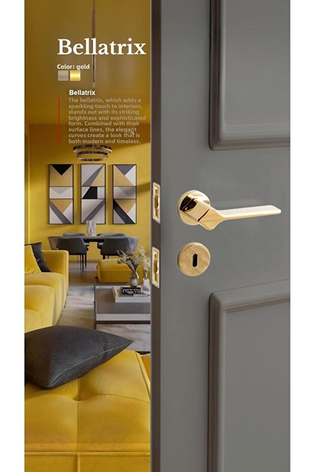 Bellatrix (with Wc Latch) - Room Door Handle Square Rosette Right Left Suitable Interior Home Door Handle Handles-Z102G