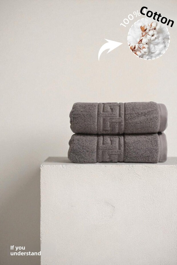 2-Piece Anthracite Greek Hand Towel - 50X90 Cm, 225 Gr, 100% Cotton, Spa and Hotel Towel