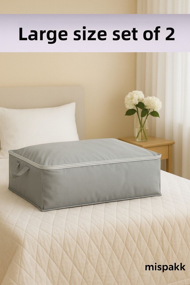 سرير كبير الحجم باللون الرمادي مقاس 2 قدم مع صندوق تخزين متعدد الأغراض تحت السرير - 2